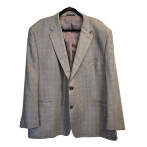 Lauren Ralph Lauren | Plaid Wool Silk Blend 2 Button Front Jacket Gray